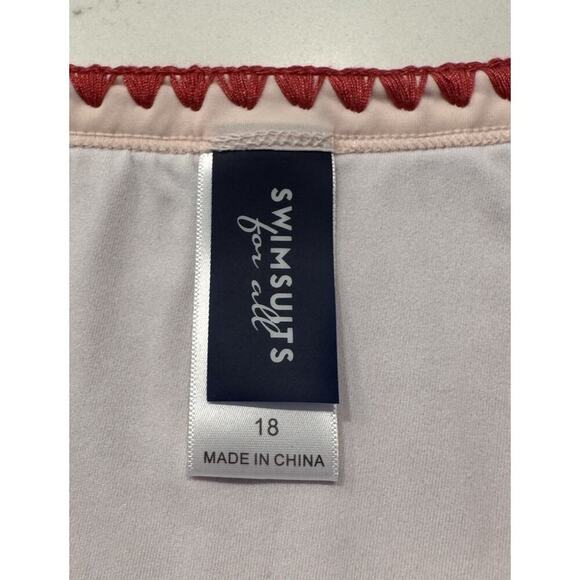 Swimsuits For All Women’s Plus Size 18 Ribbed Red Cut Off Bikini Bottom Swim - Picture 3 of 7